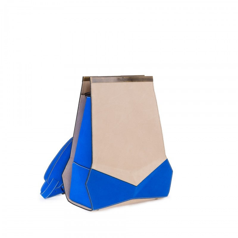 GEOMETRIC BACKPACKS/BLUE-BEIGE