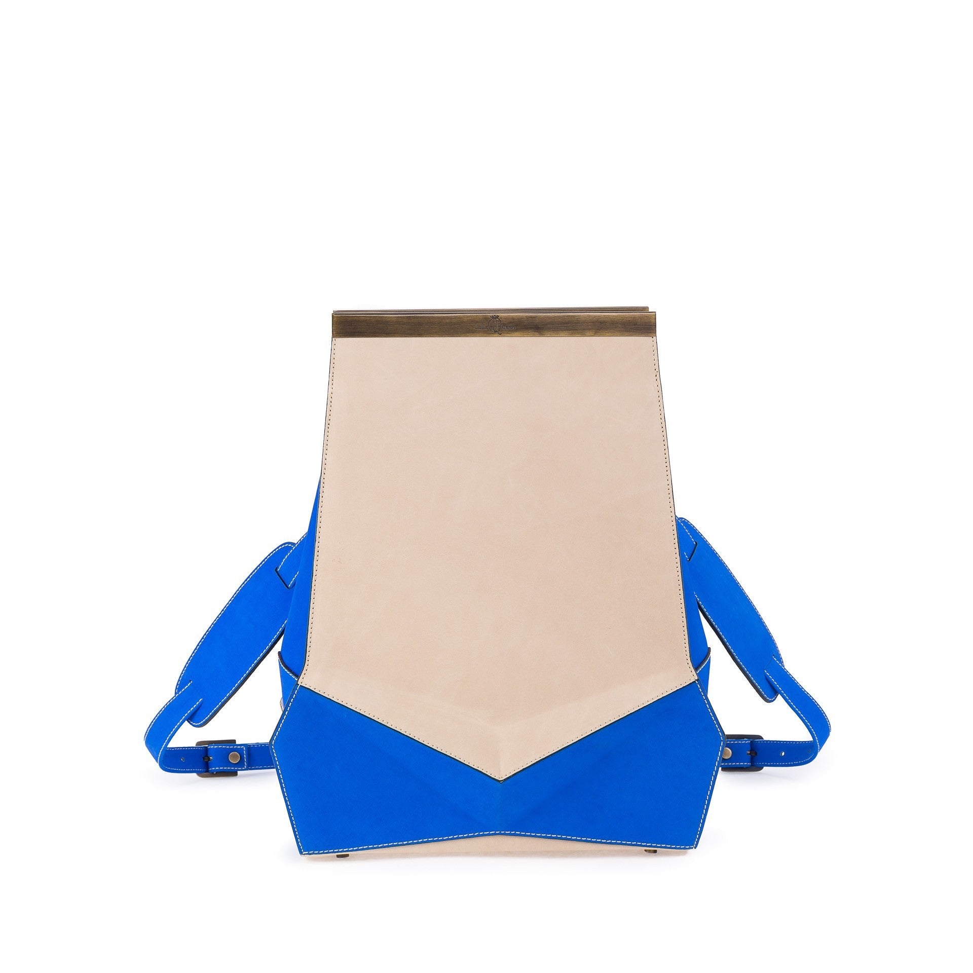 GEOMETRIC BACKPACKS/BLUE-BEIGE